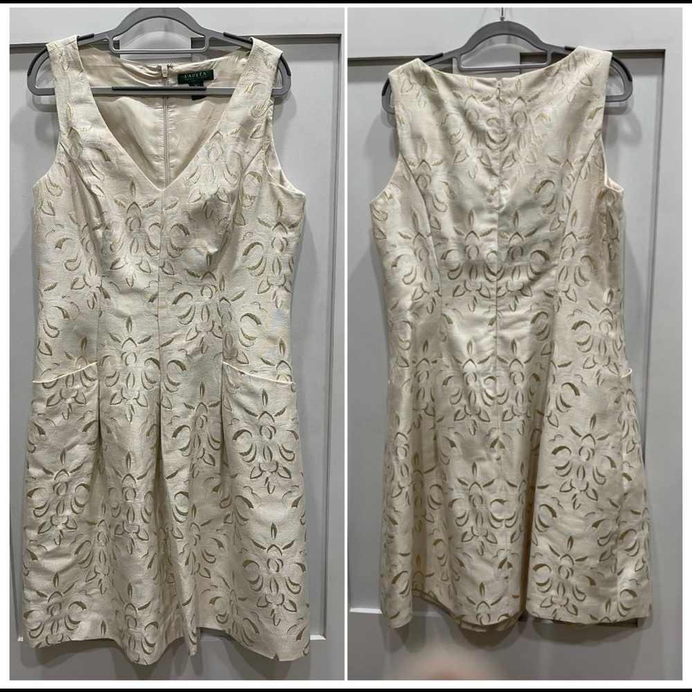 White/Gold Destination Wedding Dress with Pockets